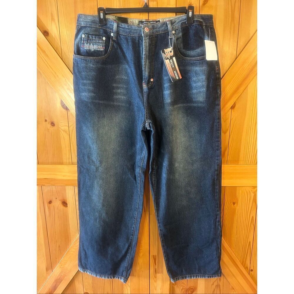 Brooklyn Xpress Men’s Wide Leg Dark Sand Blast Wash Jeans NWT Size 42x34 (5931)